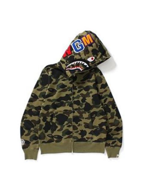 A Bathing Ape Camo Shark Full Zip Hoodie 'Olive Green' 1E80-115-022