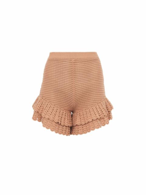 Chloé RUFFLED MINI SHORTS IN CROCHET KNIT