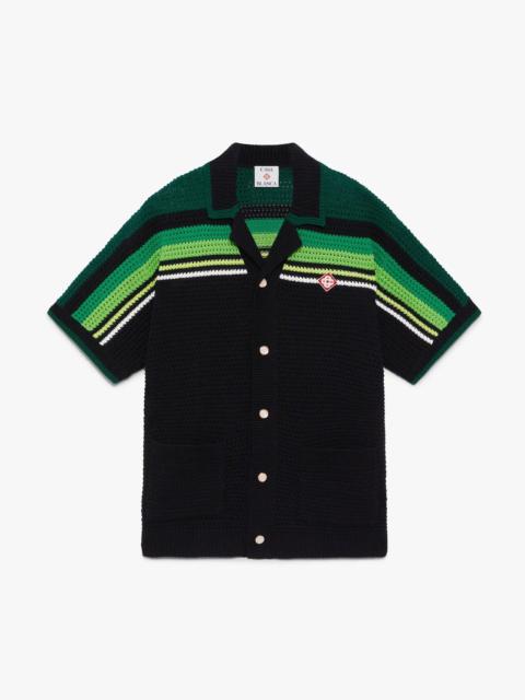 CASABLANCA Black Stripe Short Sleeve Polo Shirt | Casablanca Paris