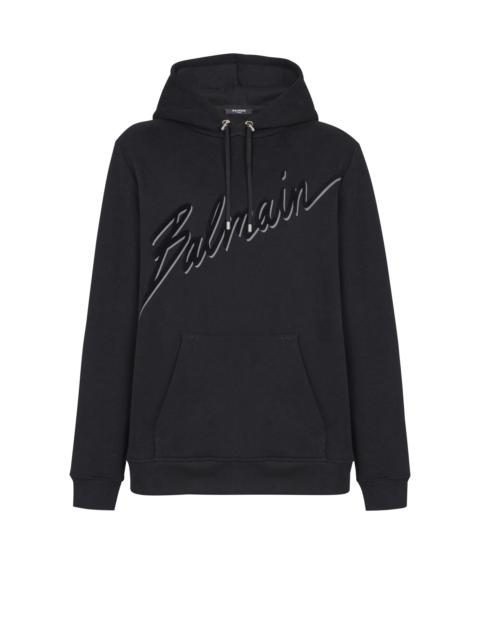 Balmain Flocked Balmain Letter hoodie