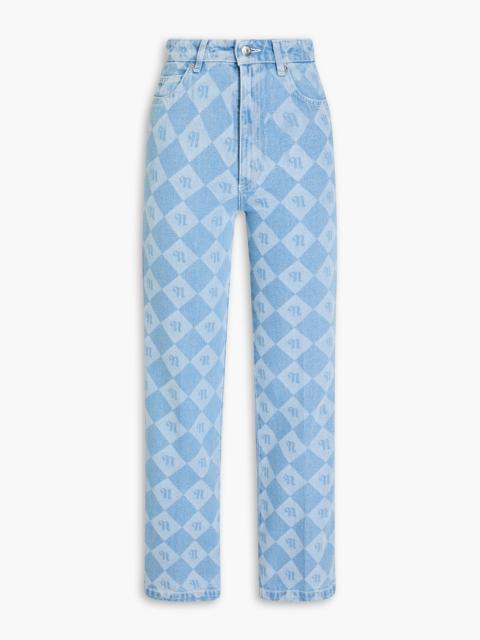 Nanushka Zoey logo-print high-rise kick-flare jeans