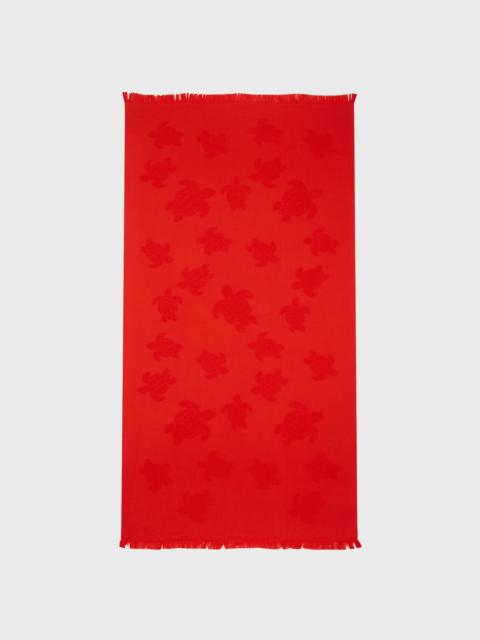 Vilebrequin Beach Fouta in Organic Cotton Turtles Jacquard