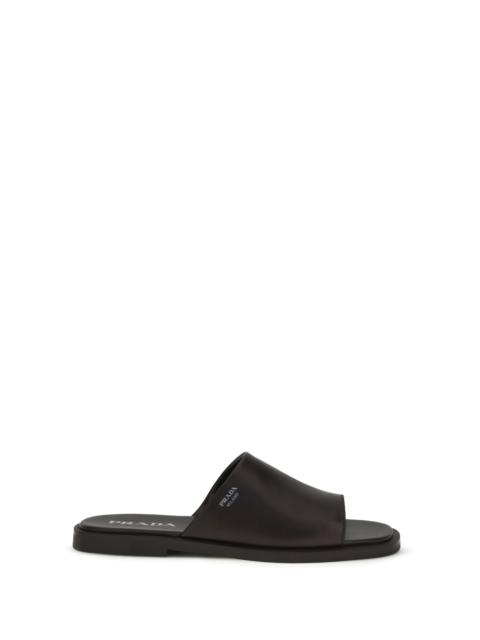 Prada Prada Leather Slide Sandals Moro Men