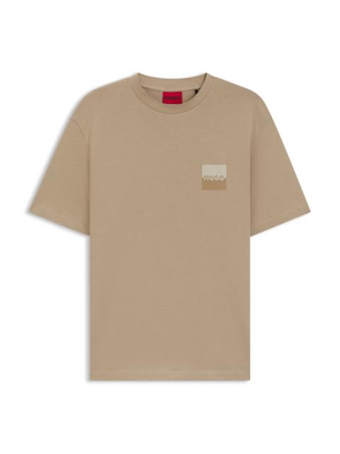 HUGO RELAXED-FIT T-SHIRT IN COTTON WITH SPLIT LOGOS