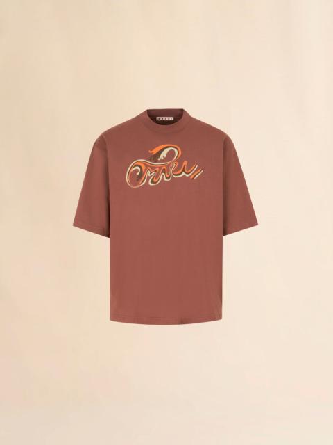 Marni WHITE COTTON T-SHIRT WITH MARNI WAVE PRINT