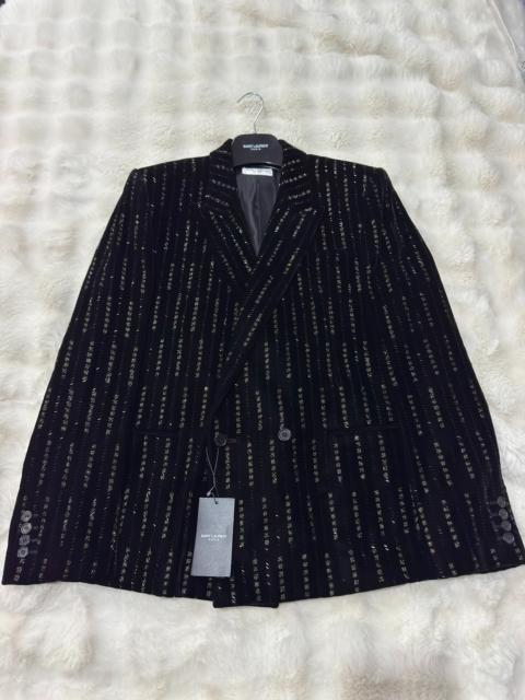 SAINT LAURENT Brand-new Saint Laurent (SLP) runway-edition velvet blazer featuring intricate craftsmanship.