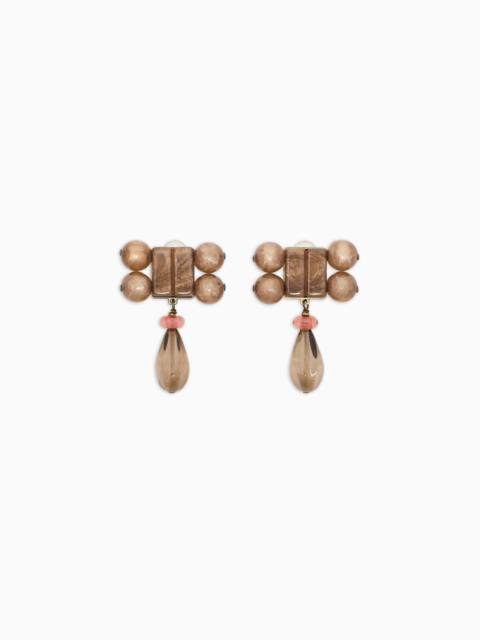 GIORGIO ARMANI RESIN AND QUARTZ CLIP-ON EARRINGS