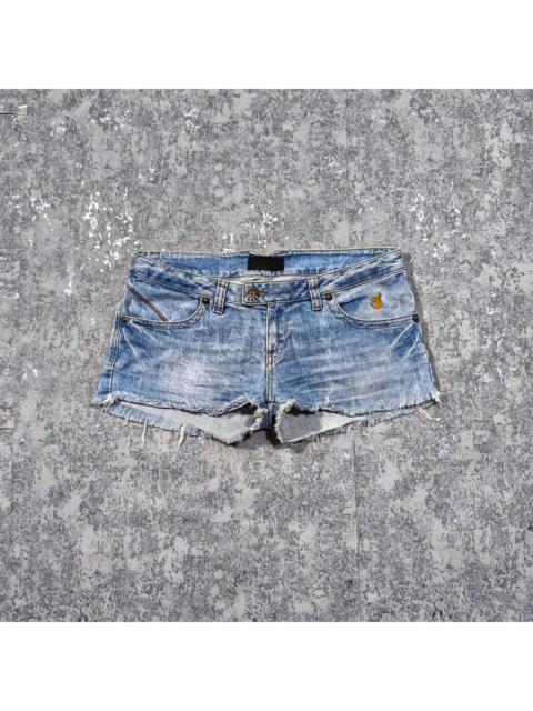 Hysteric Glamour Y2k Paris Hilton Denim Mini Micro Shorts Distressed Low Rise