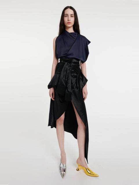 A.W.A.K.E. MODE DECONSTRUCTED SHIRT SKIRT WITH SLEEVE BELT BLACK