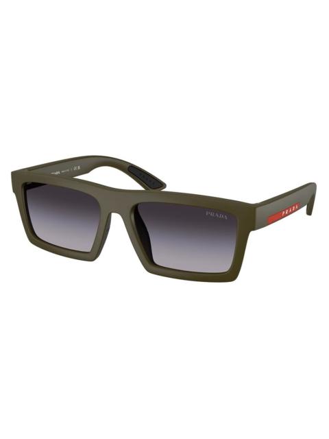 Prada Prada Linea Rossa Grey Gradient Rectangular Men's Sunglasses PS A07S 15X09U 55