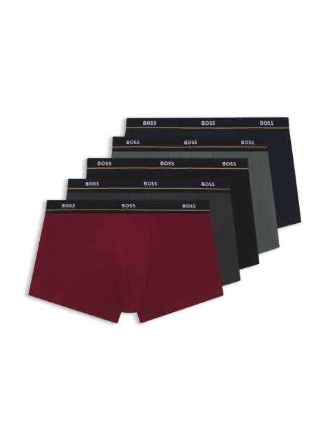 BOSS FIVE-PACK OF STRETCH-COTTON TRUNKS WITH LOGO WAISTBANDS