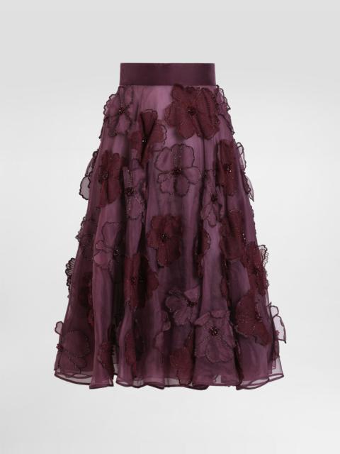 Dolce & Gabbana Organza midi circle skirt with floral embroidery