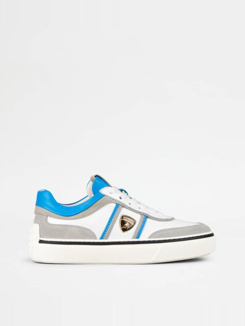 Tod's SNEAKERS IN LEATHER - GREY, WHITE, LIGHT BLUE