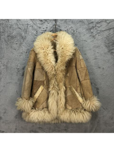 Other Designers Genuine Leather - VINTAGE LEATHER PATCHWORK FAUX FUR SHERPA JACKET #5603-200
