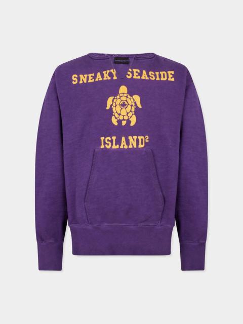 DSQUARED2 VINTAGE DYED LONG & LEAN FIT CREWNECK