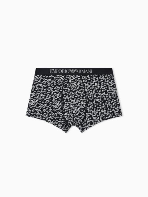 EMPORIO ARMANI BOXER BRIEFS IN AN ALL-OVER LOGO PRINT JERSEY