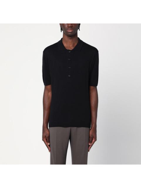Tagliatore - Tagliatore Black silk-blend polo shirt