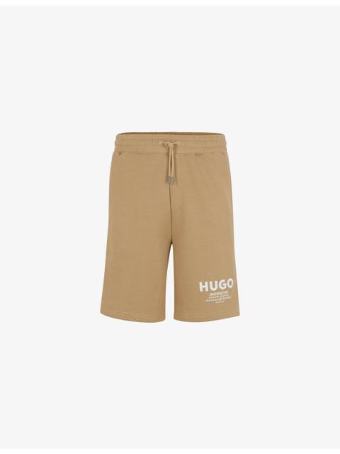 HUGO Brand-print drawstring-waist cotton-jersey shorts