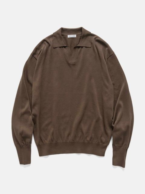 KAPTAIN SUNSHINE Cotton Knit Skipper Shirt Mocha Brown