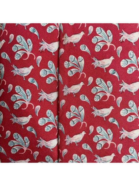 Hermès Hermes Paris Silk Tie 7071 TA Birds Red