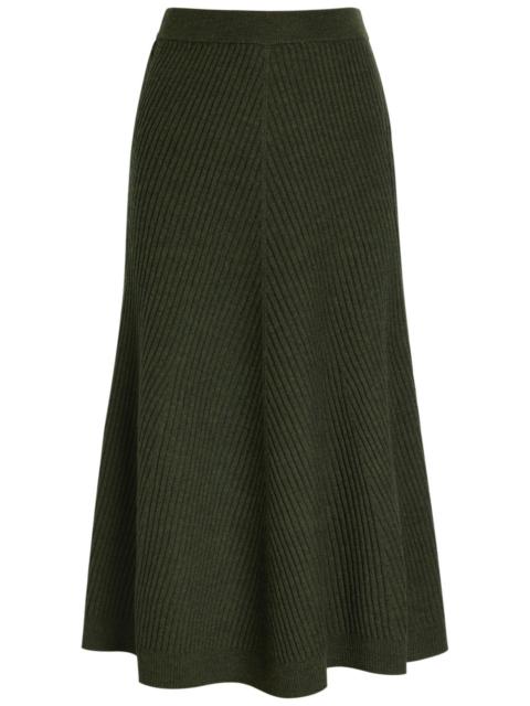 Victoria Beckham Victoria Beckham Ribbed Merino Wool Midi Skirt