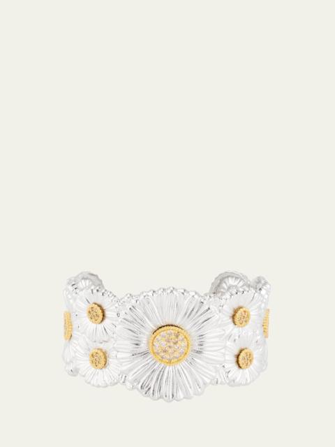 Buccellati Silver and 18K Gold Daisy Blossoms Bracelet with Diamonds