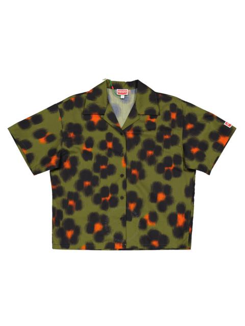 Kenzo Ladies Khaki Hana Leopard Boxy Shirt