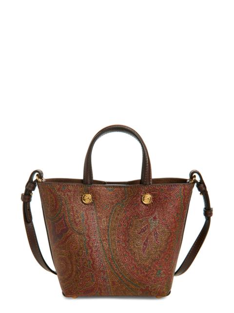 Etro Etro Extra Small Arnica Coated Canvas Crossbody Tote in Brown at Nordstrom