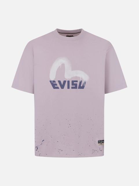 EVISU Logo and Seagull Print Relax Fit T-shirt