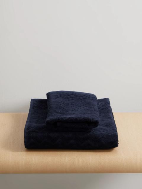 Missoni Chalk set of two cotton-terry jacquard towels Midnight blue