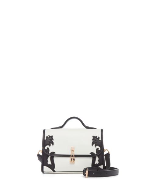 Small Leonora Western Flap Bag in Black & Ivory Leather