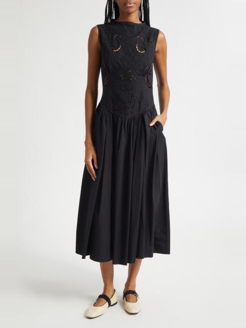 STINE GOYA Stine Goya Embroidered Broderie Anglaise Midi Dress at Nordstrom