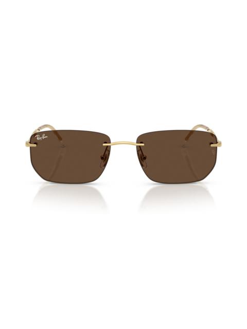 Ray-Ban Ray-Ban 56mm Rimless Rectangular Sunglasses in Arista /Dark Brown at Nordstrom