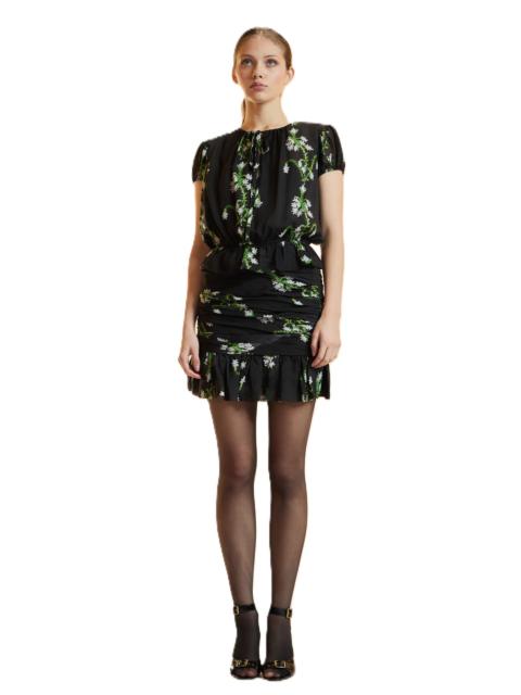 CYNTHIA ROWLEY Cynthia Rowley Silk Mini Skirt in Black Vine Floral at Nordstrom