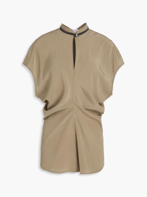 Brunello Cucinelli Bead-embellished draped silk-crepe top
