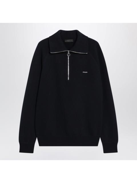 Prada Prada Blue Wool And Cashmere Polo Shirt Men