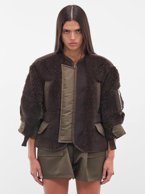 sacai Brown Shearling-Nylon Hybrid Jacket