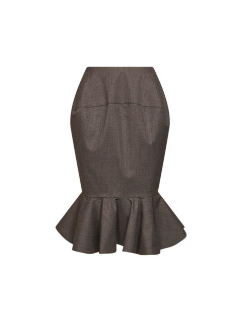 JACQUEMUS Jacquemus Women Dark Brown Virgin Wool The Palmier Midi Skirt