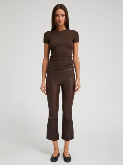 SPRWMN DARK CHOCOLATE LEATHER CROP FLARE