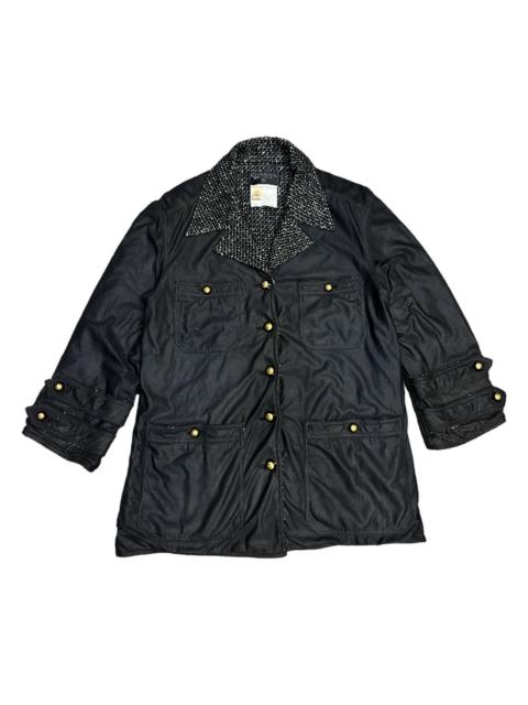 CHANEL VINTAGE 1980s DISTRESSED CHANEL WAXED TWEED LINING JACKET