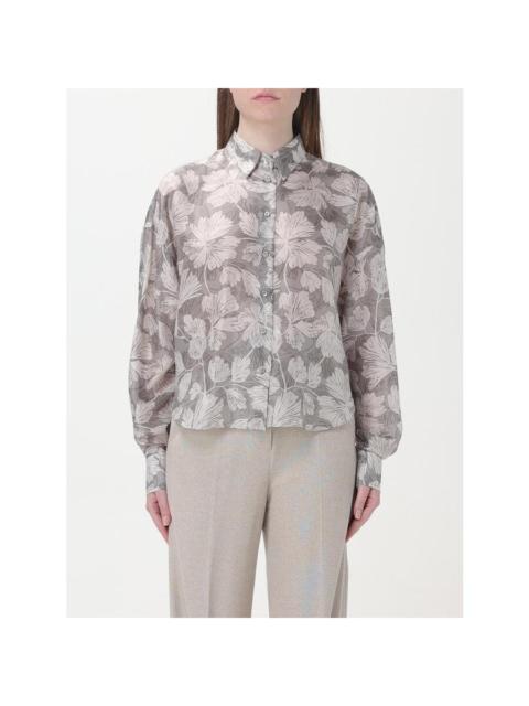 Brunello Cucinelli Brunello Cucinelli Women'S Grey Floral Silk Shirt