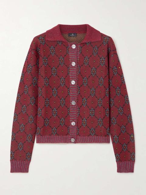 Jacquard-knit cardigan Burgundy