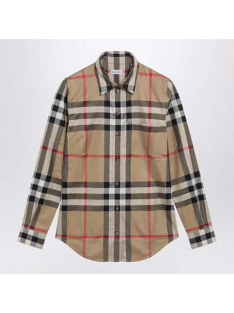 Burberry Burberry Slim-Fit Cotton Twill Check Shirt In Archive Beige Women