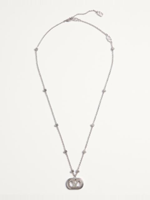 Valentino VLOGO SIGNATURE METAL NECKLACE WITH PEARLS AND SWAROVSKI® CRYSTALS