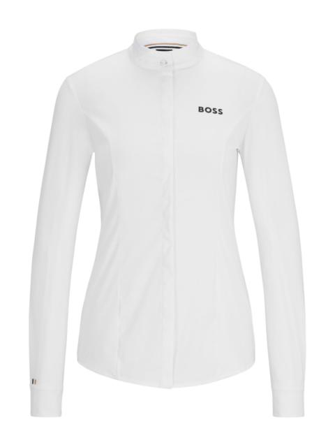BOSS EQUESTRIAN SLIM-FIT SHOW BLOUSE IN MIXED MATERIALS