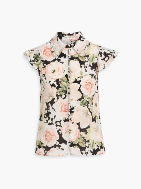 Alice + Olivia Martel floral-print silk crepe de chine blouse