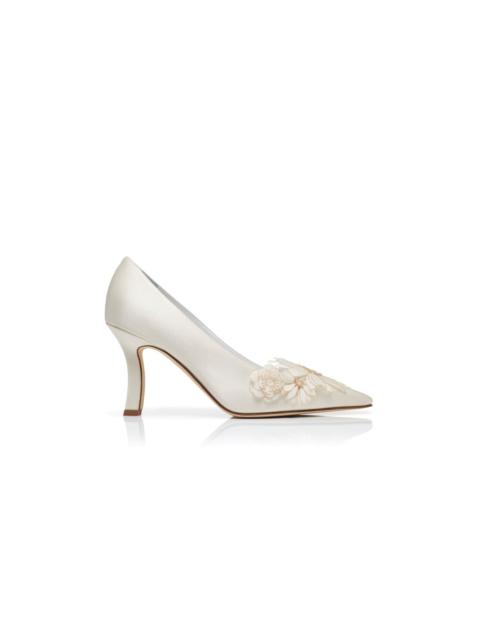 Manolo Blahnik White Crepe Satin Pumps