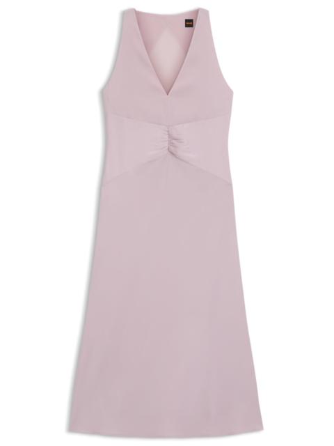 BOSS CRINKLE-SATIN DRESS WITH GATHERED FRONT
