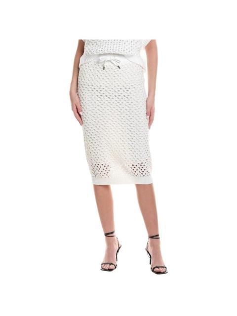 Brunello Cucinelli Brunello Cucinelli White Crochet Midi Skirt