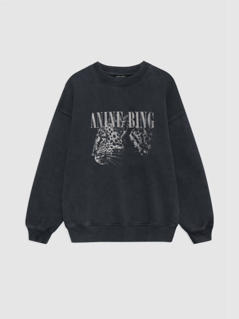 ANINE BING Spencer Sweatshirt Leopard - Washed Black